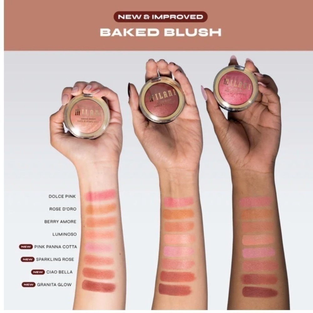 Milani Baked Blush Powder 0.12oz 19 Granita Glow Deep Berry Shimmer Radiant - Picture 2 of 4